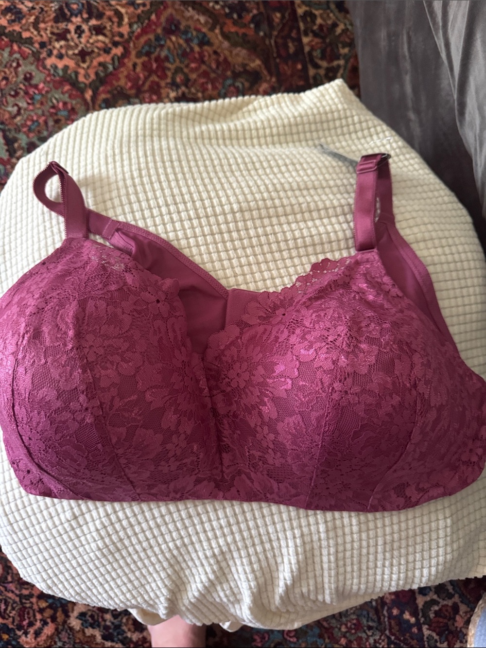 NWT Torrid lightly lined wire free Cassie lace bra violet purple 42DD - Picture 1 of 7
